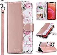 Vista 19 de ULAK Compatible con iPhone 12 Pro Max Funda Cartera con Portarjetas, Funda de Cuero PU con Soporte Plegable Ranuras para Tarjetas Correa de Muñeca