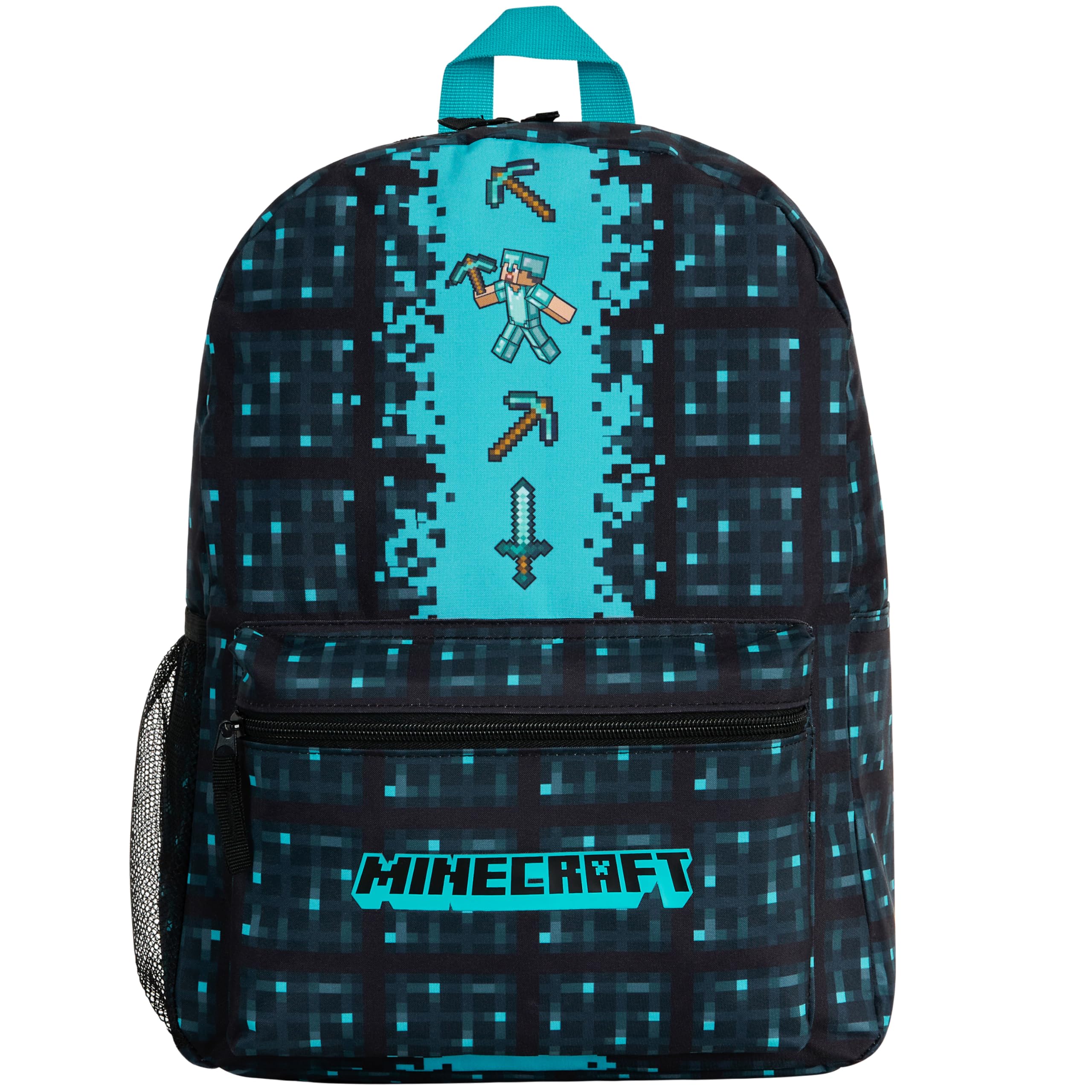 Minecraft Backpack for Boys Kids Teens Adjustable Straps Front Pocket Daypack Backpacks for Sports Gym School Gamer Gifts (Blue)