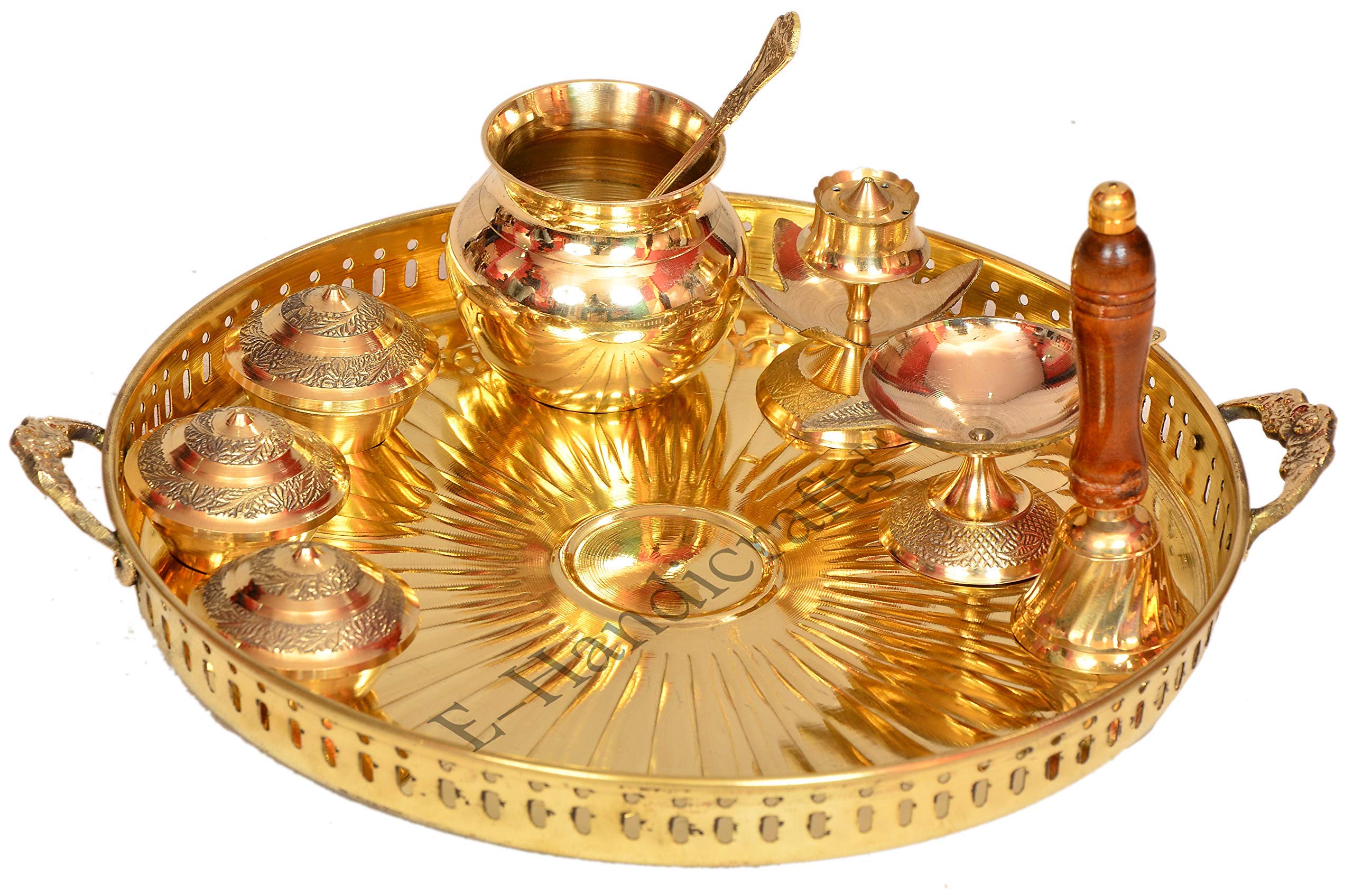 Brass Pooja Thali Set (Gold)