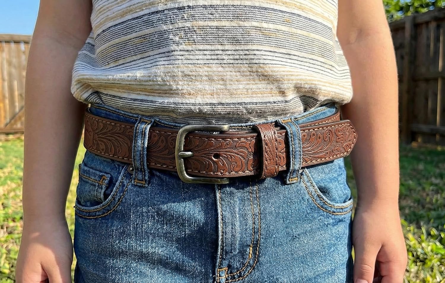 BC Belts Kids Leather Belt Strap and Metal Buckle 1" Wide with Snaps - Construction Excavator Bulldozer Dinosaurs T-Rex - Image 2
