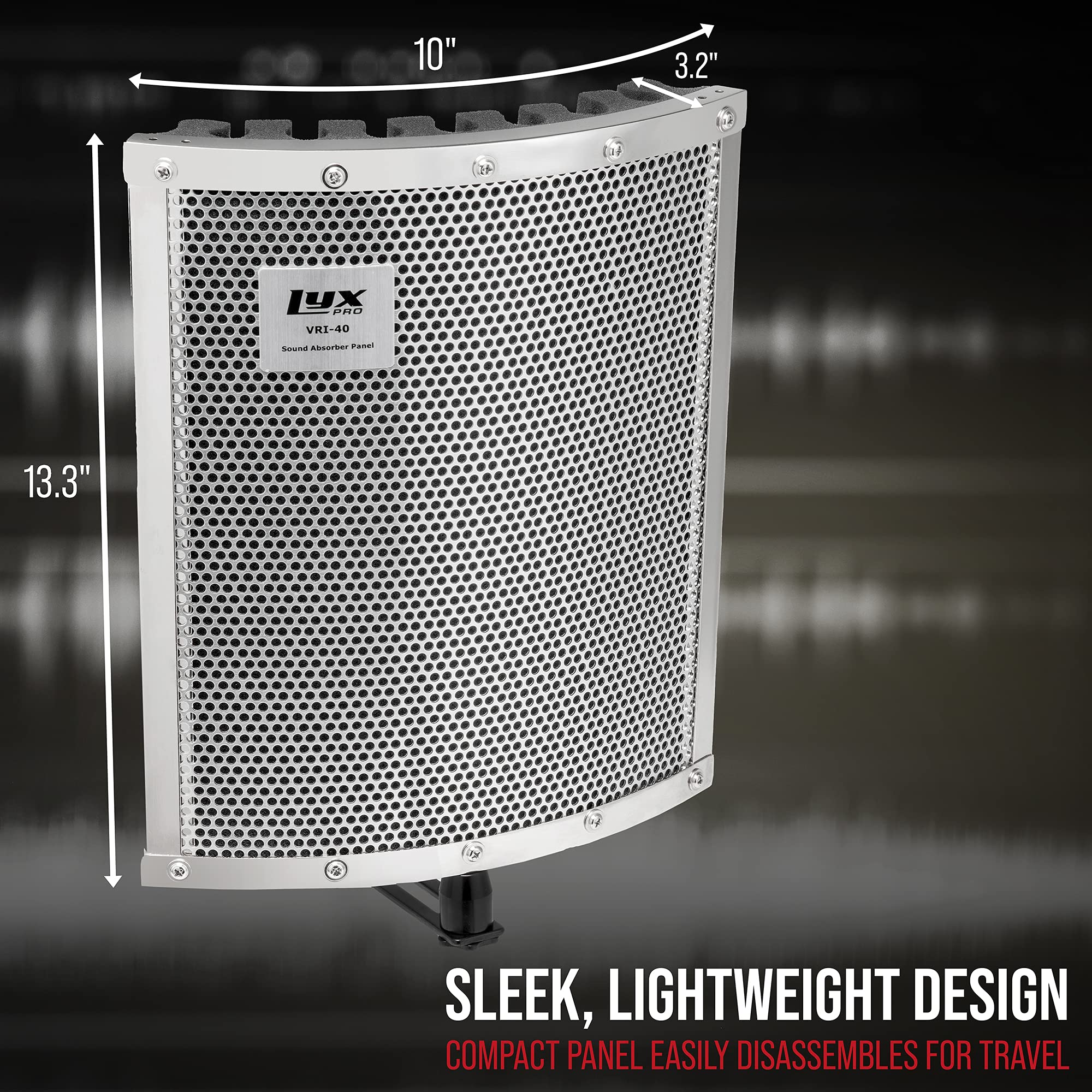 LyxPro VRI-40 Portable Acoustic Isolation Instrument Shield, Voice And Sound Absorbing, Reflection Panel with Heavy Duty Gooseneck - Image 5