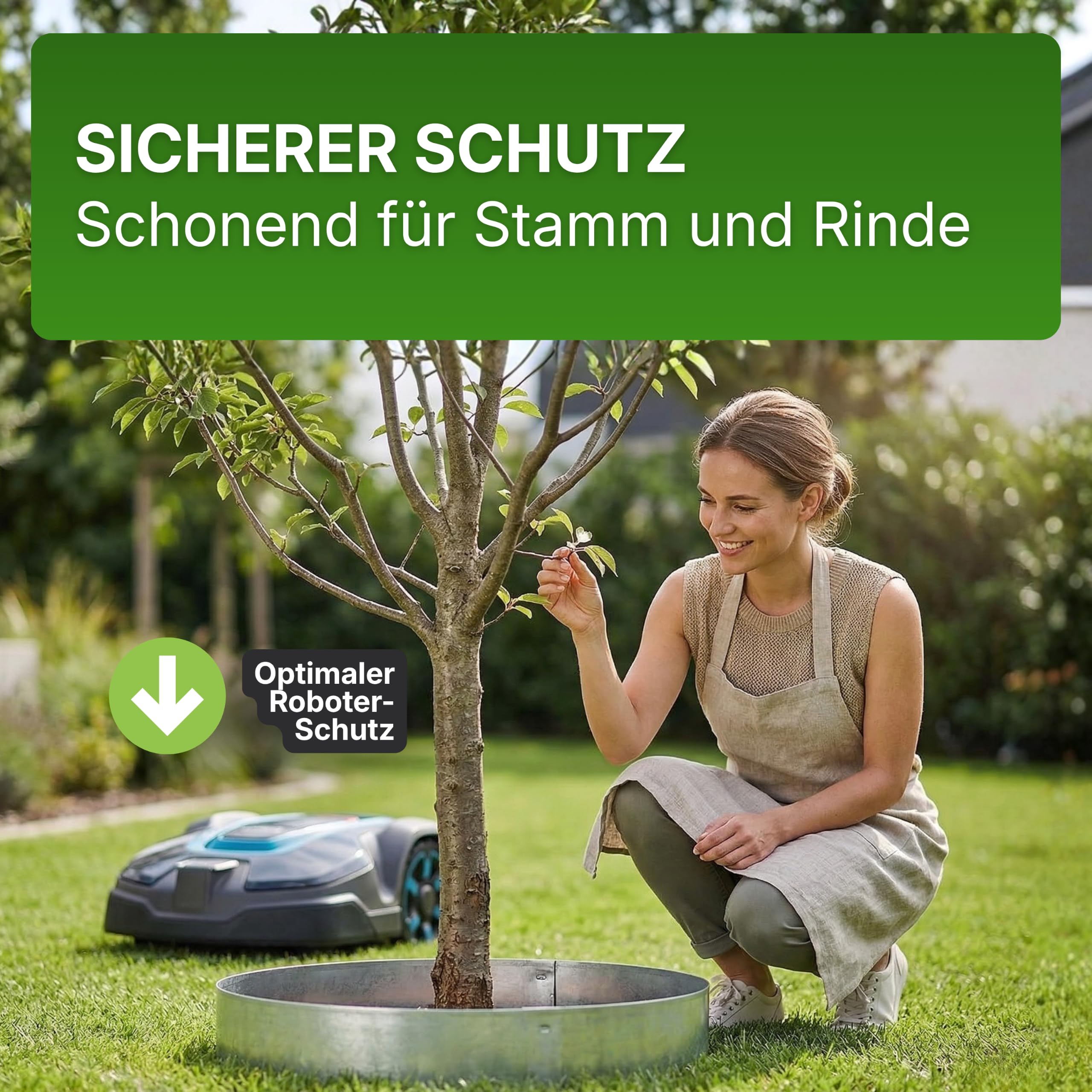 Gartenwelt Riegelsberger Rasenkante Kreis Metall Ø 30 cm – 4 Stück Baumeinfassung aus feuerverzinktem Stahl, Höhe 13 cm, robuste Beetumrandung & Mähkante, silberfarben