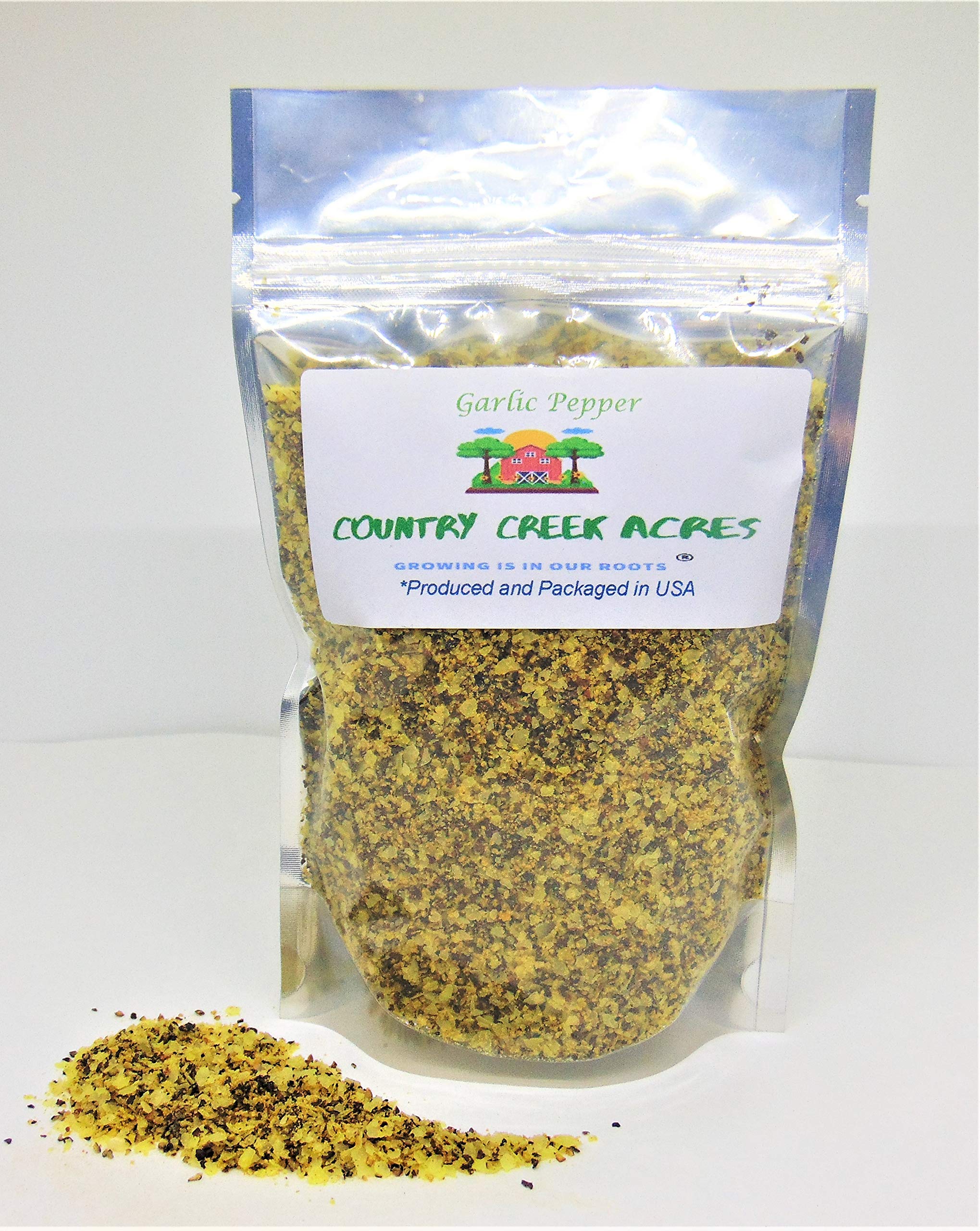 8 oz Garlic Pepper Seasoning - Versatile Blend of Spices to Bring a Kick to Your Steak, Chicken, Burgers, Seafood, or on Eggs, Vegetables, Potatoes, Pasta, Rice, Salads and soups. - Country Creek LLC