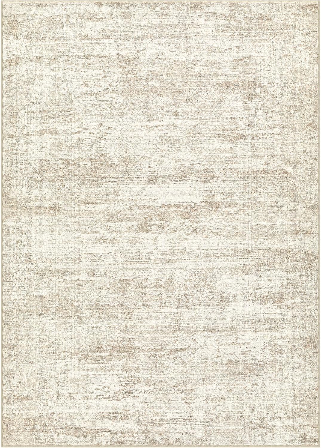 Large Area Rug Living Room Rugs - Washable Neutral Modern Abstract Soft Thin Rug Indoor Floor No Slip Rug Carpet for Bedroom Under Dining Table Home Office Decor - Beige/Brown