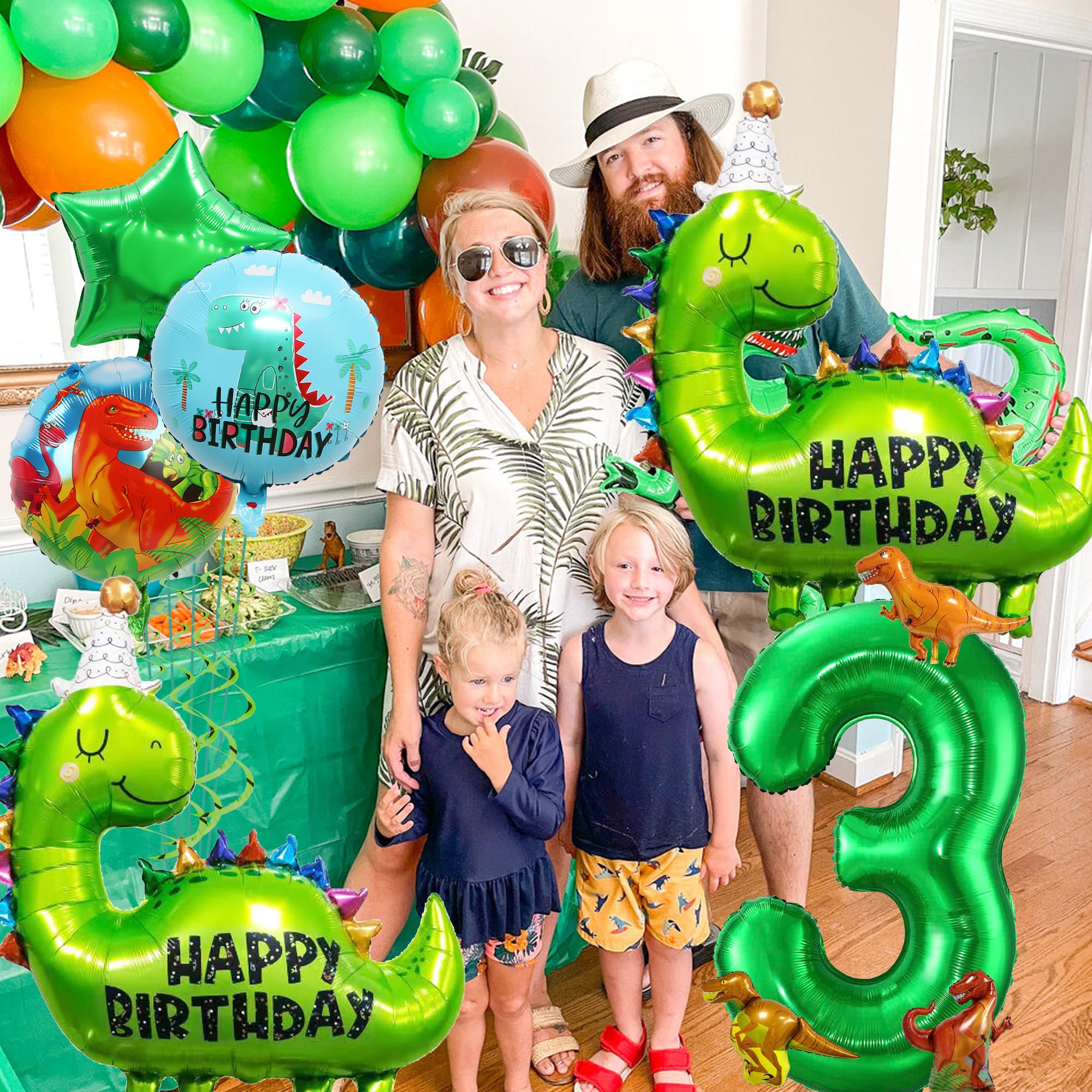 Dinosaurier Geburtstag Deko für Jungen - 17 teiliges Dschungel Partyballon-Set inkl. Pentagramm, Dinosaurier Folienballon, Geburtstagsparty Artikel für