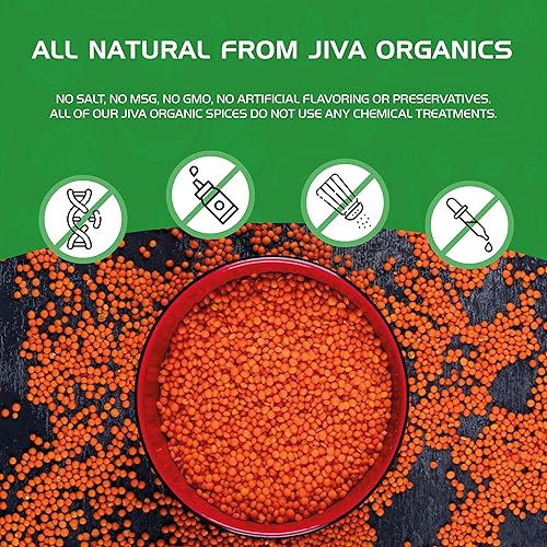 Miniatura 8 de Jiva Masoor Dal - Bolsa grande de lentejas rojas orgánicas divididas de 4 libras, sin OMG, veganas, certificadas, no irradiadas