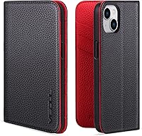 Vista 15 de VISOUL Funda tipo cartera de piel auténtica para iPhone 14, con tapa magnética, con tarjetero y función atril, compatible con iPhone 14