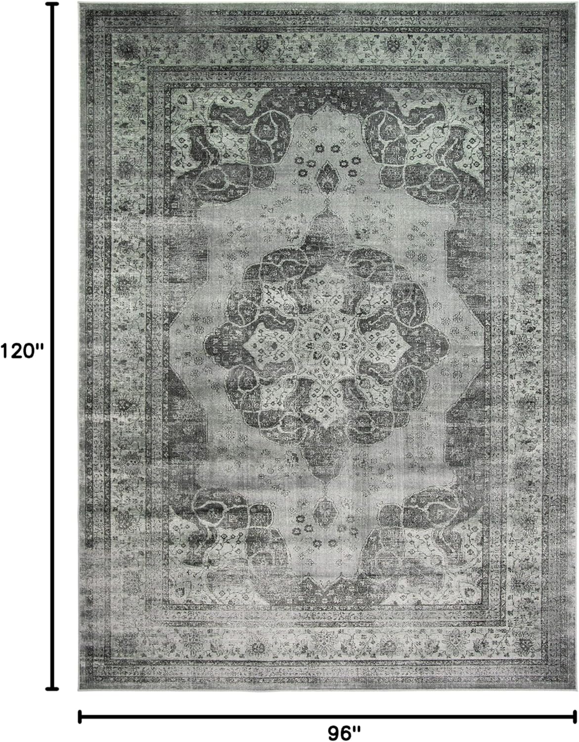SAFAVIEH Area Rug 8x10 - Vintage Collection - Large - Grey & Multi, Viscose, Distressed Design, Slip Resistant, Ideal for Living Room, Bedroom, Office, Dining Space (VTG158-770)