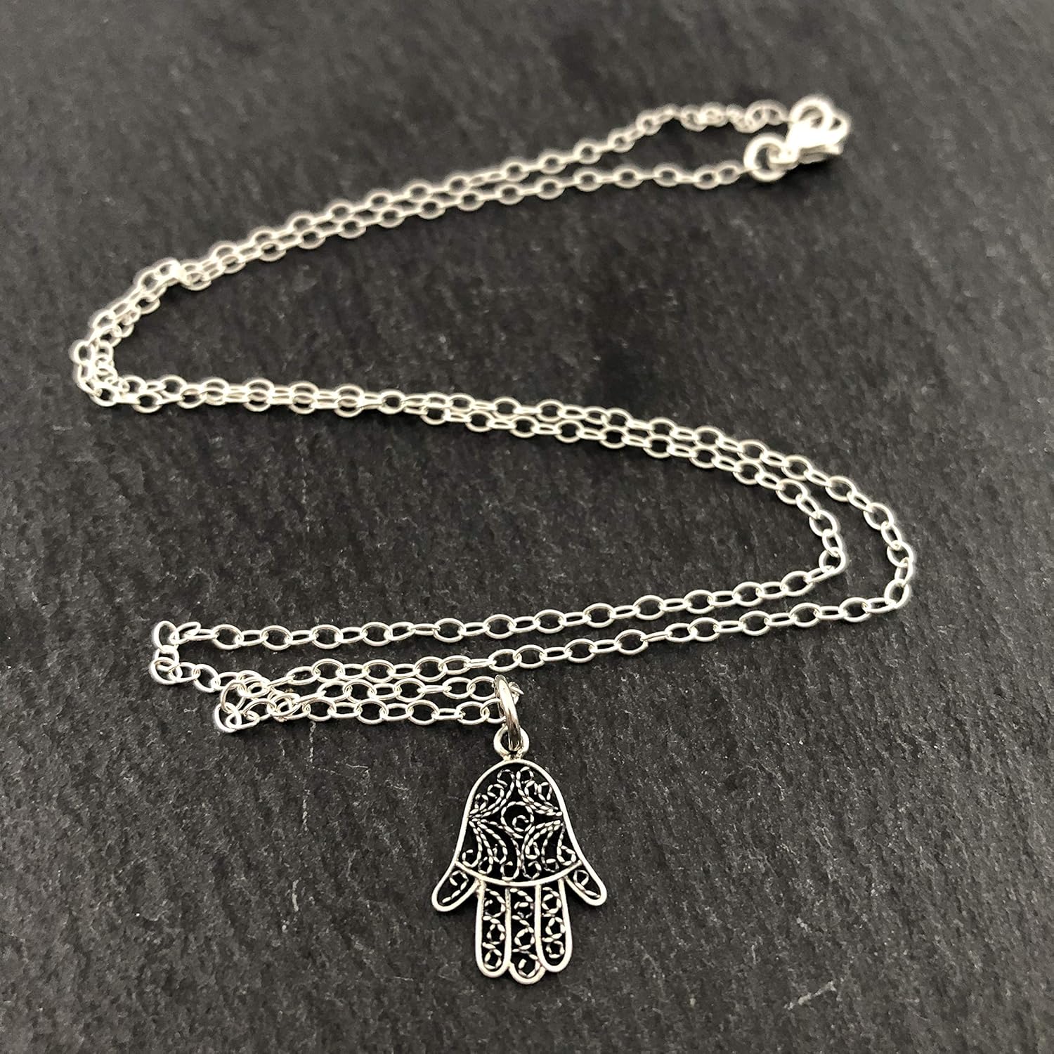 Hamsa Charm Necklace - Sterling Silver Jewelry - Meaningful Gifts - Image 3