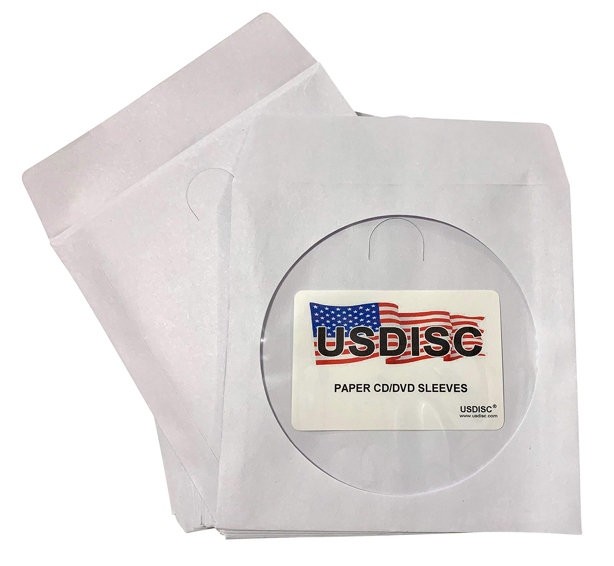 USDISC Papierhüllen, 100 g, Fenster, Klappe, Weiß 1000 Sleeves weiß