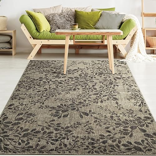 Miniatura 3 de Antep Rugs Patio 6x9 - Alfombra floral para exterioresinteriores (gris, 6 pies 7 pulgadas x 9 pies)