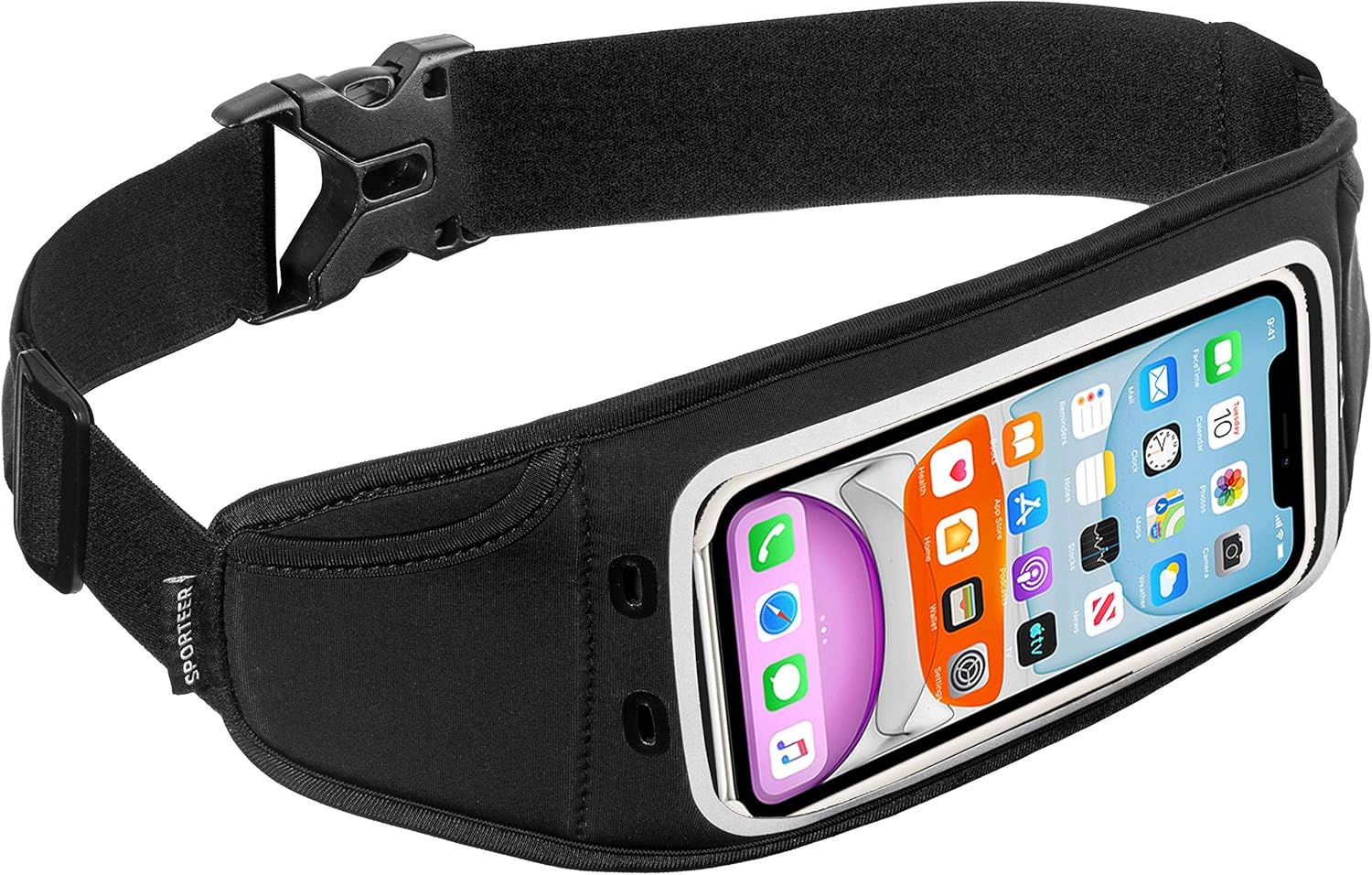 Sporteer Zephyr Ultra-Slim Running Belt - Minimalist Waist Pack for iPhone 17, 16, 15 Pro Max, Plus, Galaxy S26, S25 - Low-Profile Fitness Pouch for Slim Cases & Bare Phones