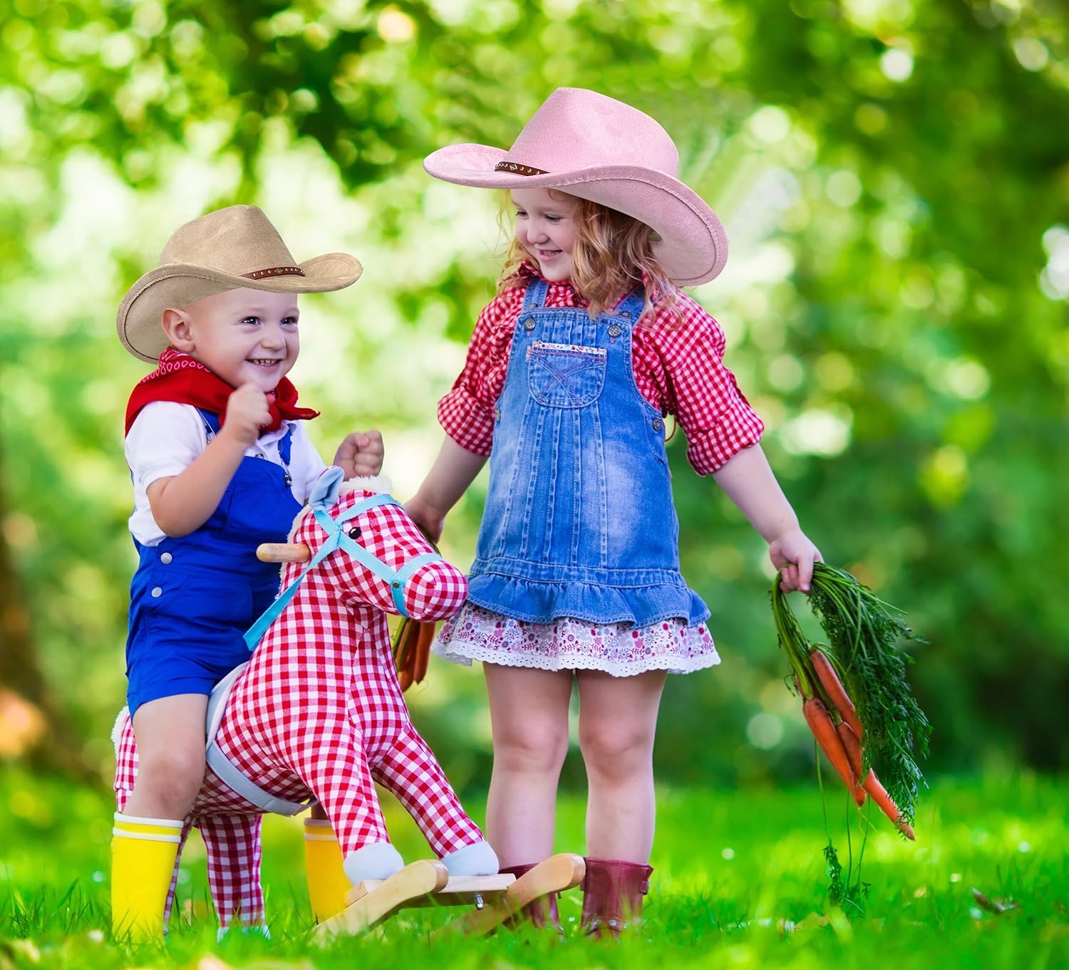 Jastore Faux-Suede Kids Boys Girls Wide Brim Western Cowboy Cowgirl Hat with Leather Buckle Blet Toddler Felt Fedora Hats - Image 7