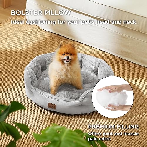 Miniatura 36 de Bedsure Camas lavables para perros, camas redondas con parte inferior antideslizante para gatos de interior, cachorros y gatitos, 20 pulgadas, gris