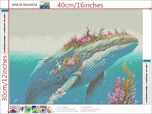 Miniatura 4 de NIHO-JIUMA Kit de pintura de diamantes de ballena, 5D para bricolaje, arte de diamantes de taladro completo, regalo para adultos, decoración del
