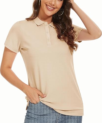 Miniatura 1 de TACVASEN Women's Polos Short Sleeve Shirts 3-Button Shirts Casual Collared Blouses Summer Tops Wicking Shirt Athletic Golf Polo Cooling Shirts