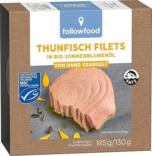 Followfish MSC Fair Trade Thunfisch Filets in Bio-Sonnenblumenöl, 185 g