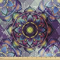 Vista 23 de Ambesonne Tela de Mariposas por Yarda, Patrones de Mariposas Estacionales Alegres Selva Tropical Naturaleza Salvaje Ilustración, Tela Decorativa