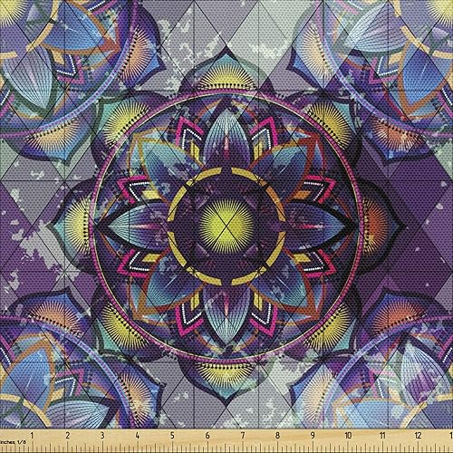 Miniatura 23 de Ambesonne Tela de Mariposas por Yarda, Patrones de Mariposas Estacionales Alegres Selva Tropical Naturaleza Salvaje Ilustración, Tela Decorativa