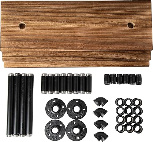 Miniatura 8 de Estantes industriales de 3 niveles  Montaje en pared, estantes de granja con madera rústica y soportes de tubo negro mate para cocina, lavandería,