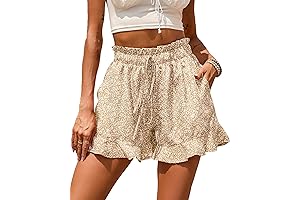 Women's Summer Belted Shorts with Floral Flair