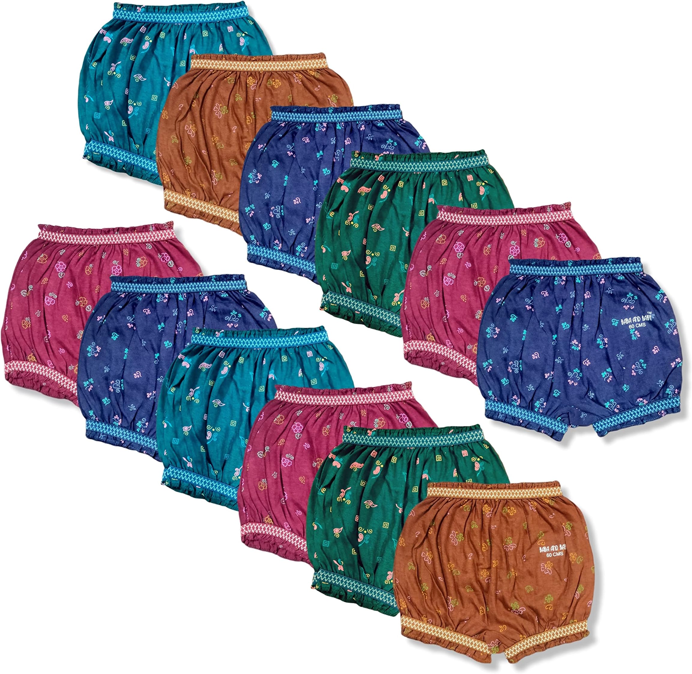 BABA AND BABY Girls Cotton Drawers Panties and Bloomers Innerwear Pack of 6