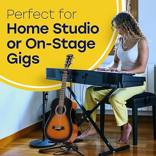 Miniatura 3 de Hola! Music Soporte de guitarra  Altura ajustable, plegable con cuello acolchado y yugo  Paquete de 1 trípode
