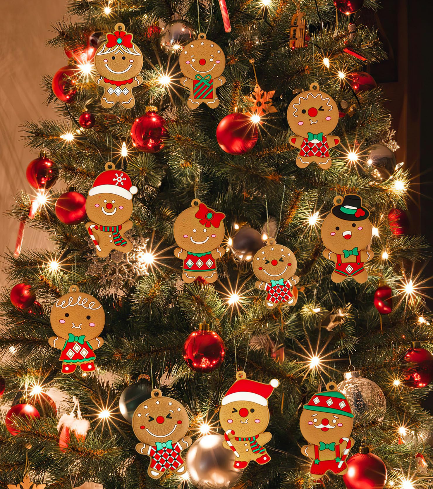 Decoration Noels Bois,Deco Bois Noel,12 Pièces Pain D Epice Suspension