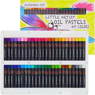 Aliferous Art Oil Pastels for Kids - 48 Color Pastels for Kids - Perfect Classroom Art Supplies - Easy to Blend with Vibrant Colors