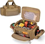 Petit sac à outils avec fond anti-friction, 12-Inch Organisateur d'outils Grande capacité, Top plein ouverture, Poches multiples, Poignées rembourrées, Petite boîte à outils pour jardinier, Technicien, Électricien