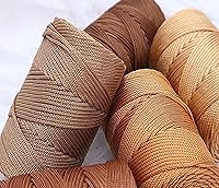 Vista 5 de Cordón de hilo artístico de 14.11 oz, hilo de poliéster color caqui claro, macramé, tejer, bolsas de bricolaje, canasta de ganchillo, sombrero