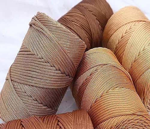 Miniatura 5 de Cordón de hilo artístico de 14.11 oz, hilo de poliéster color caqui claro, macramé, tejer, bolsas de bricolaje, canasta de ganchillo, sombrero de