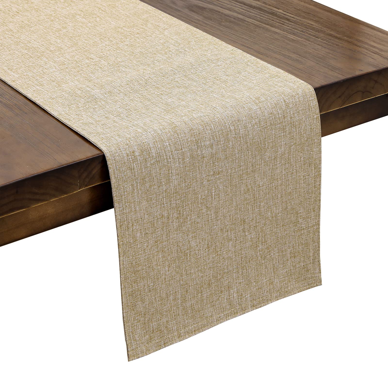 SHACOSTable Runners 12.5x72 inch Washable Kitchen Dining Table Runner Heat Resistant Cloth Linen Like Table Runners Double Layer Water Absorbent, Beige