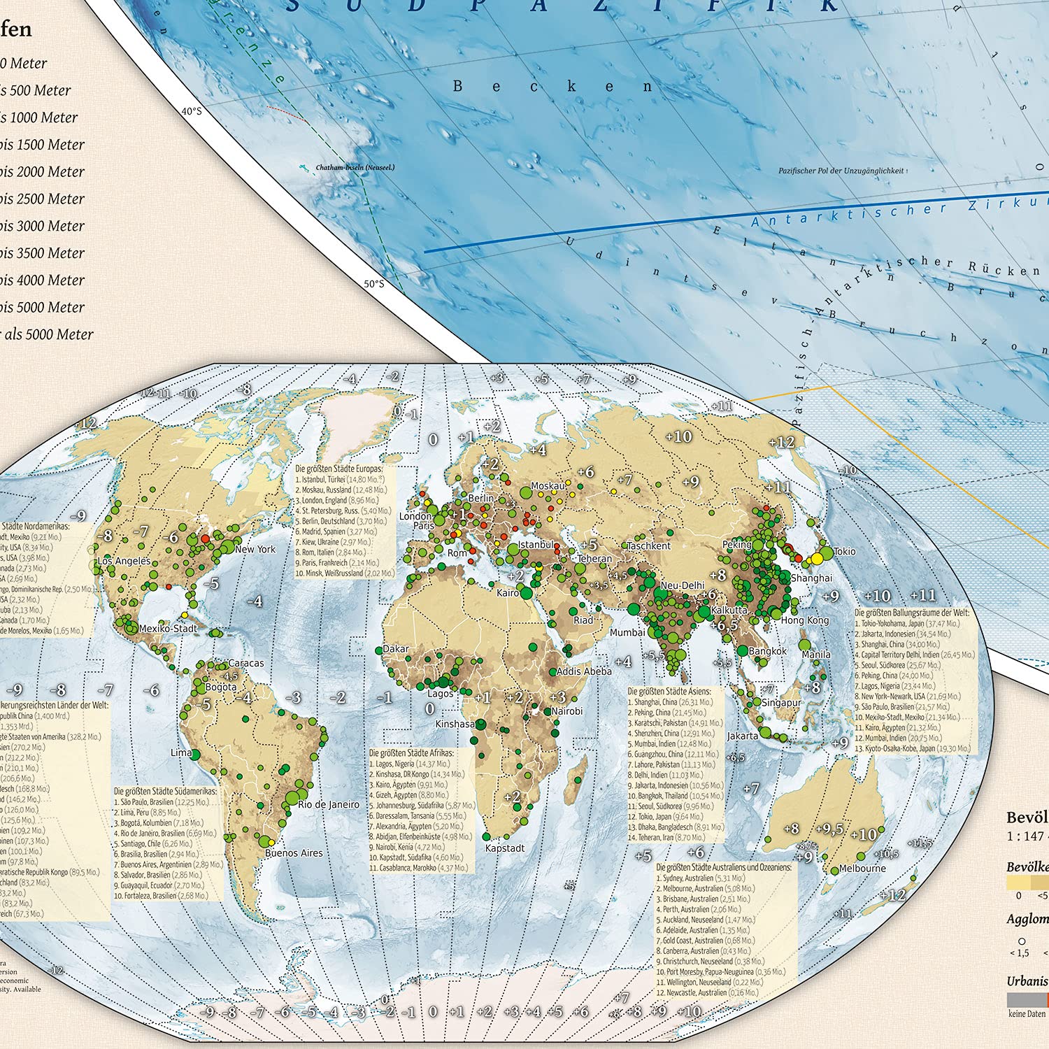 fisici Mappa del mondo con 4 oltre a carte