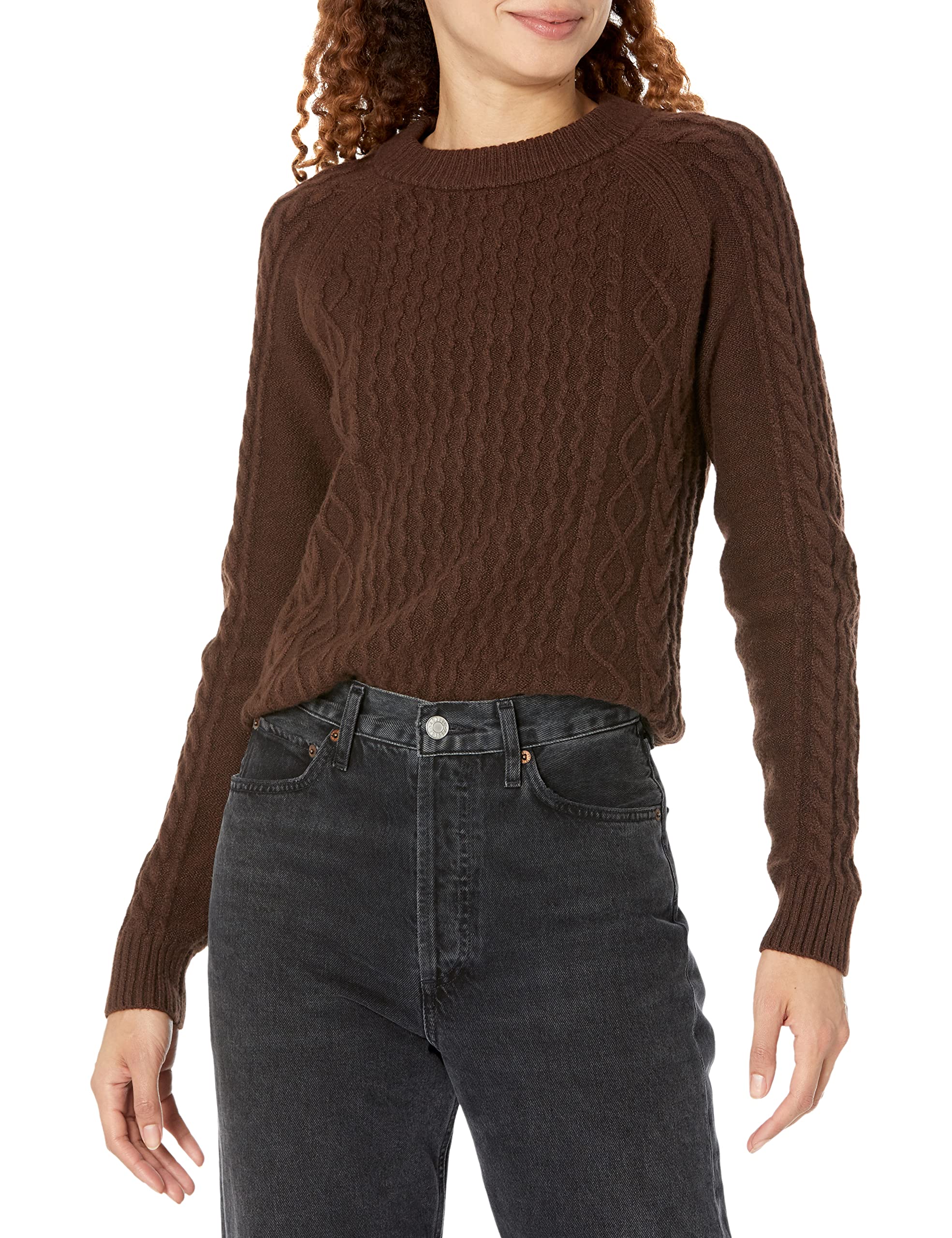 Amazon Essentials Women's Stitch Cable Jumper, Espresso, XS