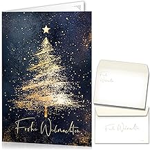 beriluDesign Weihnachtskarten mit Umschlägen 15er Set - Klappkarten mit Weihnachtsbaum-Motiv für die schönsten Weihnachtsgrüße (15 Klappkarten + 15 Umschläge)
