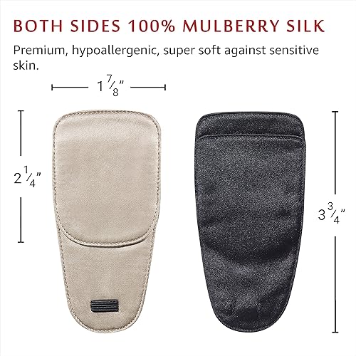 Miniatura 3 de Parche de seda para ojos para adultos, niños, gafas para cubrir cualquier ojo (M, caqui)