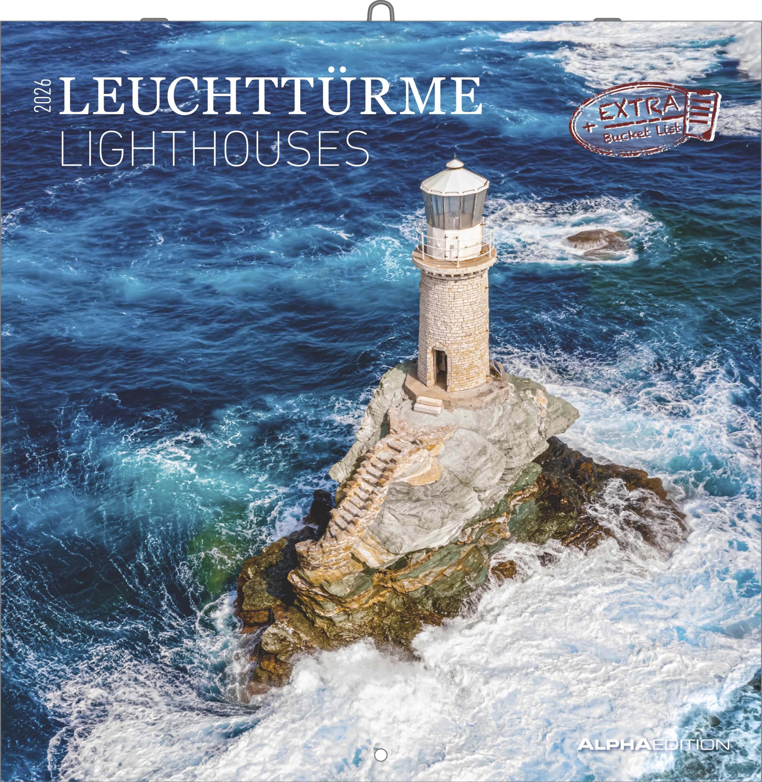 Alpha Edition - Leuchttürme 2026 – Broschürenkalender 30x30 cm – Wandkalender – Für Leuchtturm- & Küstenliebhaber – 12 Leuchtturm-Motive – Mit Platz ... Feiertagen & Ferienterminen: Lighthouses
