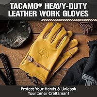 Vista 2 de Guantes de trabajo de cuero resistentes para hombres y mujeres - Guantes de jardinería de cuero de vaca 100% amarillo