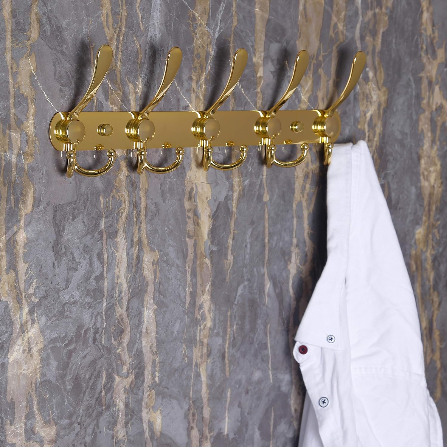 Dseap Coat Rack Wall Mounted, 5 Tri Hooks, Heavy Duty, Stainless Steel - Image 4