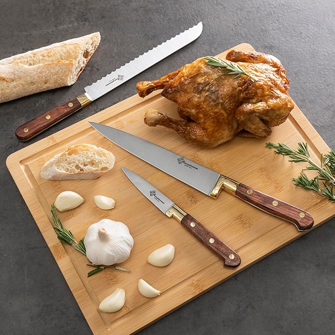 Set Cuchillos Cocina 3 Piezas Acero Inoxidable Madera miniatura 5