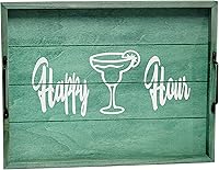 Vista 10 de Elegant Designs HG2013-GBL Bandeja de Servir Redonda de Madera Decorativa de Navidad de 13.75'' con Asas, Verde Believe