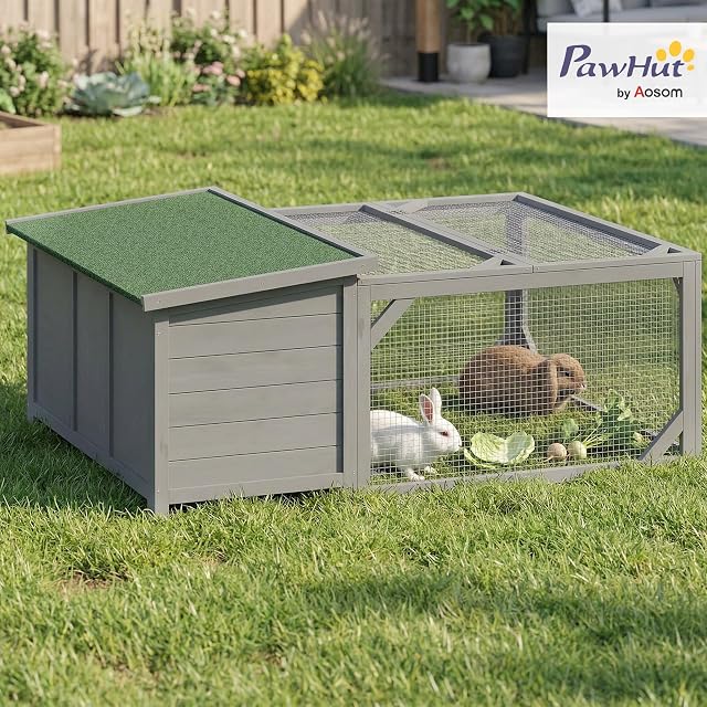 Foto 2 de 8 de PawHut Jaula Animales pequeños Techo Asfalto abrible 125.5x100x49cm Gris
