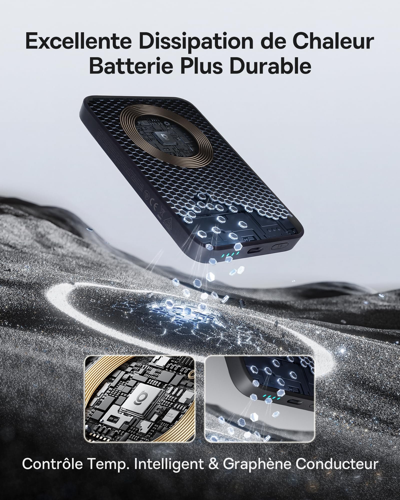 Baseus Enerfill FM11 MagSafe Powerbank 10000mAh 22.5W Batterie Externe Magnétique USB C, Batterie Portable sans Fil Mini Compatible avec iPhone 17/16/15/14/13/12/Pro/Pro Max, Noir