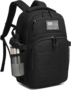 Wotony Military tactical backpack Laser-Cut MOLLE Webbing, backpack for men black small tactical assault bag Black, 18.5 inch