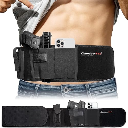 ComfortTac Ultimate Belly Band - Funda para pistola para transporte oculto, compatible con Smith y Wesson, Shield, Glock 19, 17, 42, 43, P238, Ruger