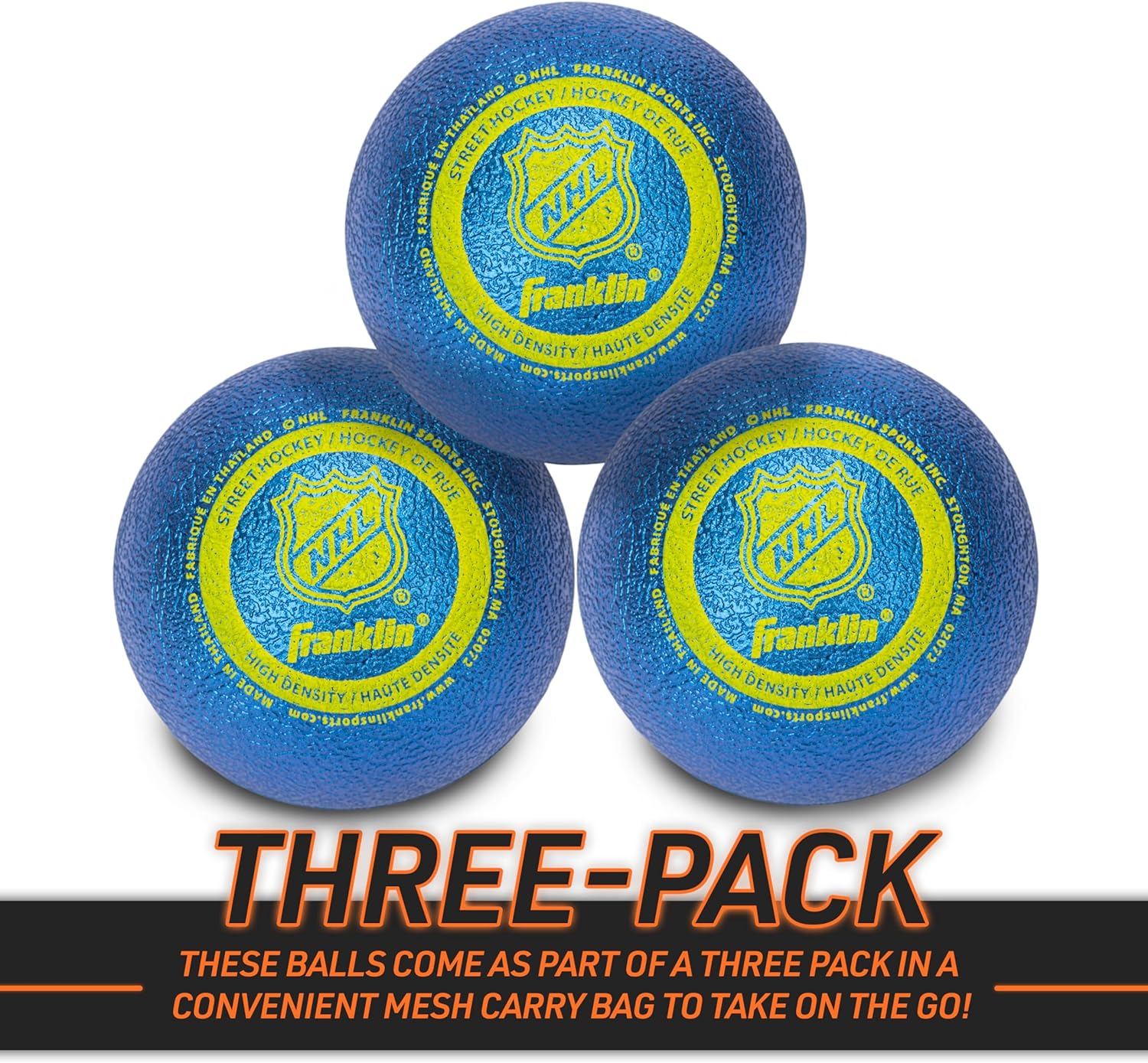 Franklin Sports NHL Street Hockey Balls - No Bounce Outdoor Street + Roller Hockey Balls - Official Size for Youth + Adult Street Hockey - Assorted Colors - 1, 2, 3, and 15 Bulk Packs