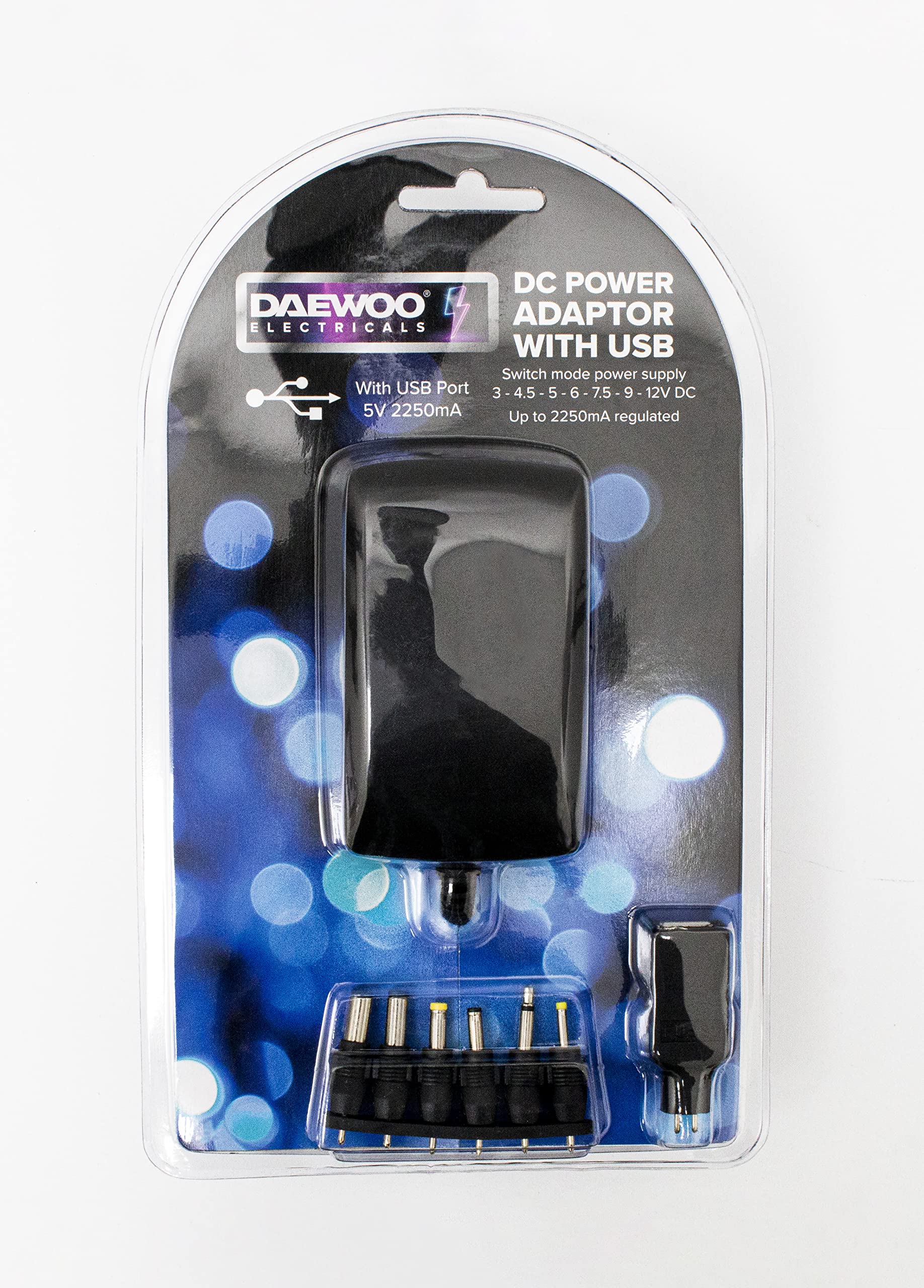 Daewoo 2250 mA AC/DC Adaptor, Black