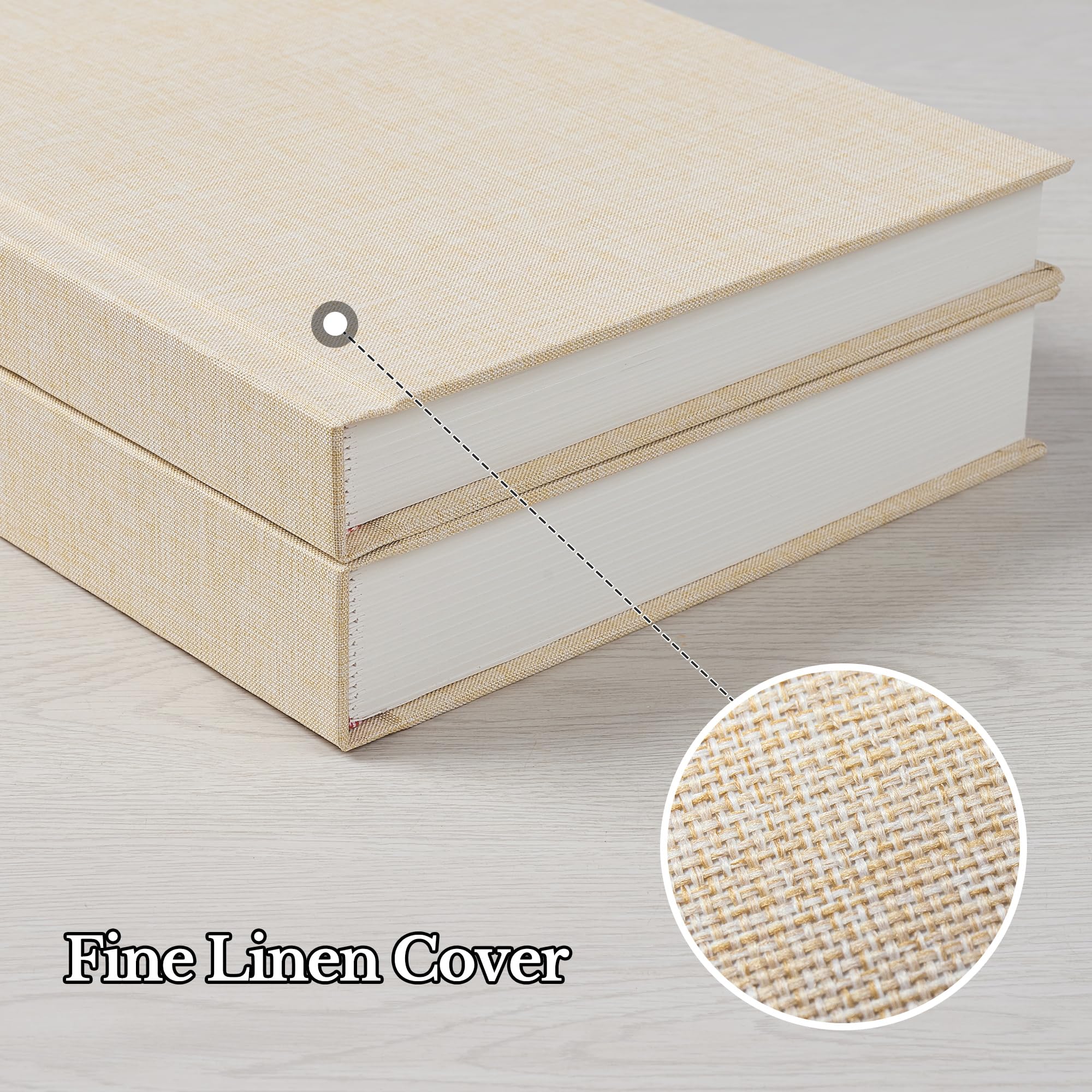 Pssoss Album na zdjęcia 20 x 25 cm, lniana okładka, 20 x 25 cm, pomieści 20 zdjęć, idealny do albumu tematycznego i albumów na zdjęcia dla niemowląt (beżowy, 20 kieszeni)