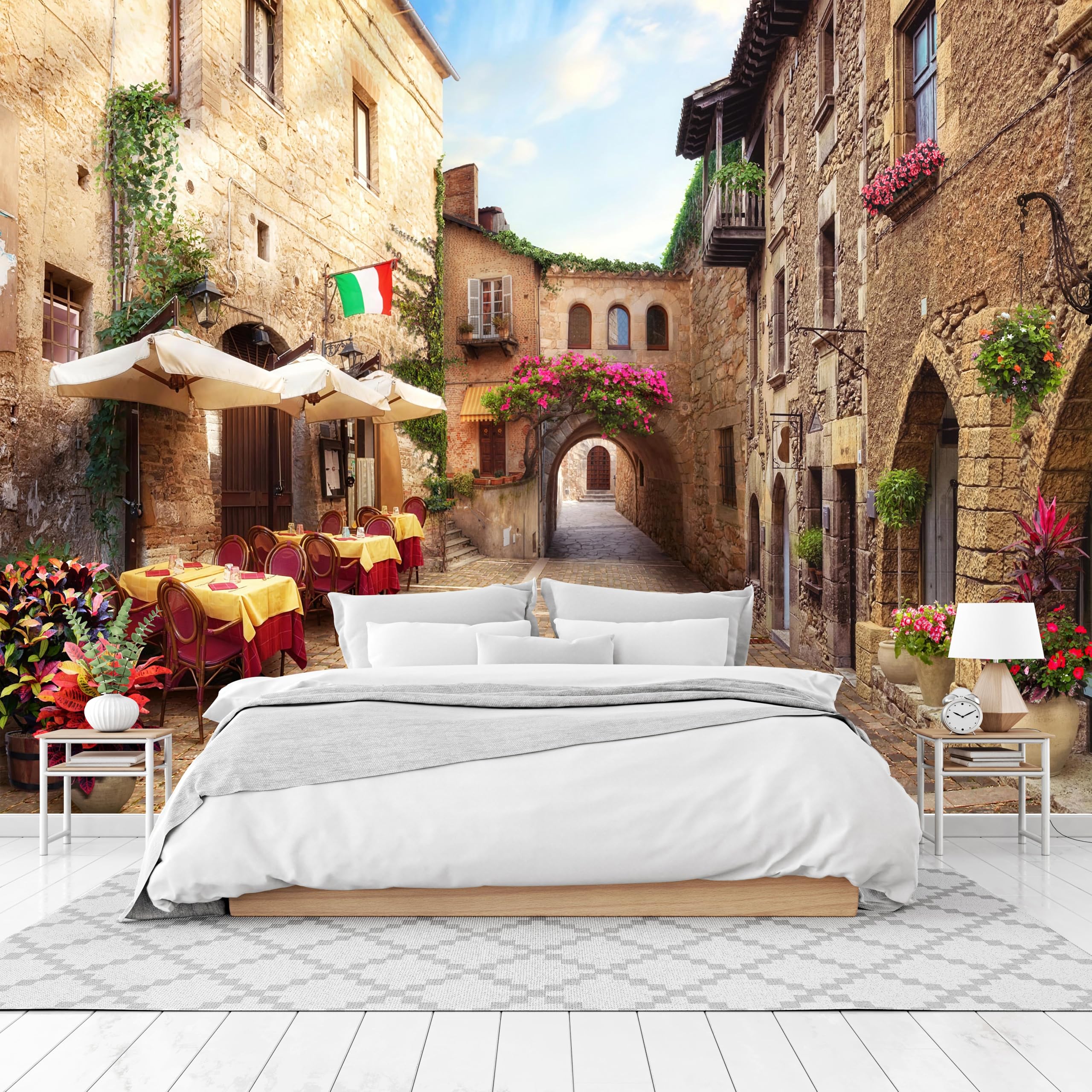 Cliouar-Italian Street Town Wall Mural wallpaper-137 x 100